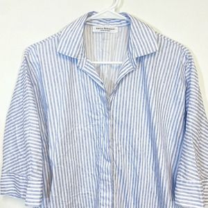 AMINA RUBINACCI Napoli Button-Up Striped Shirt 40 Half Sleeve Hidden Placket